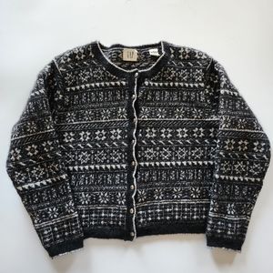 90s Vintage Gap Shrunken Cardigan Nordic Fairisle Grunge